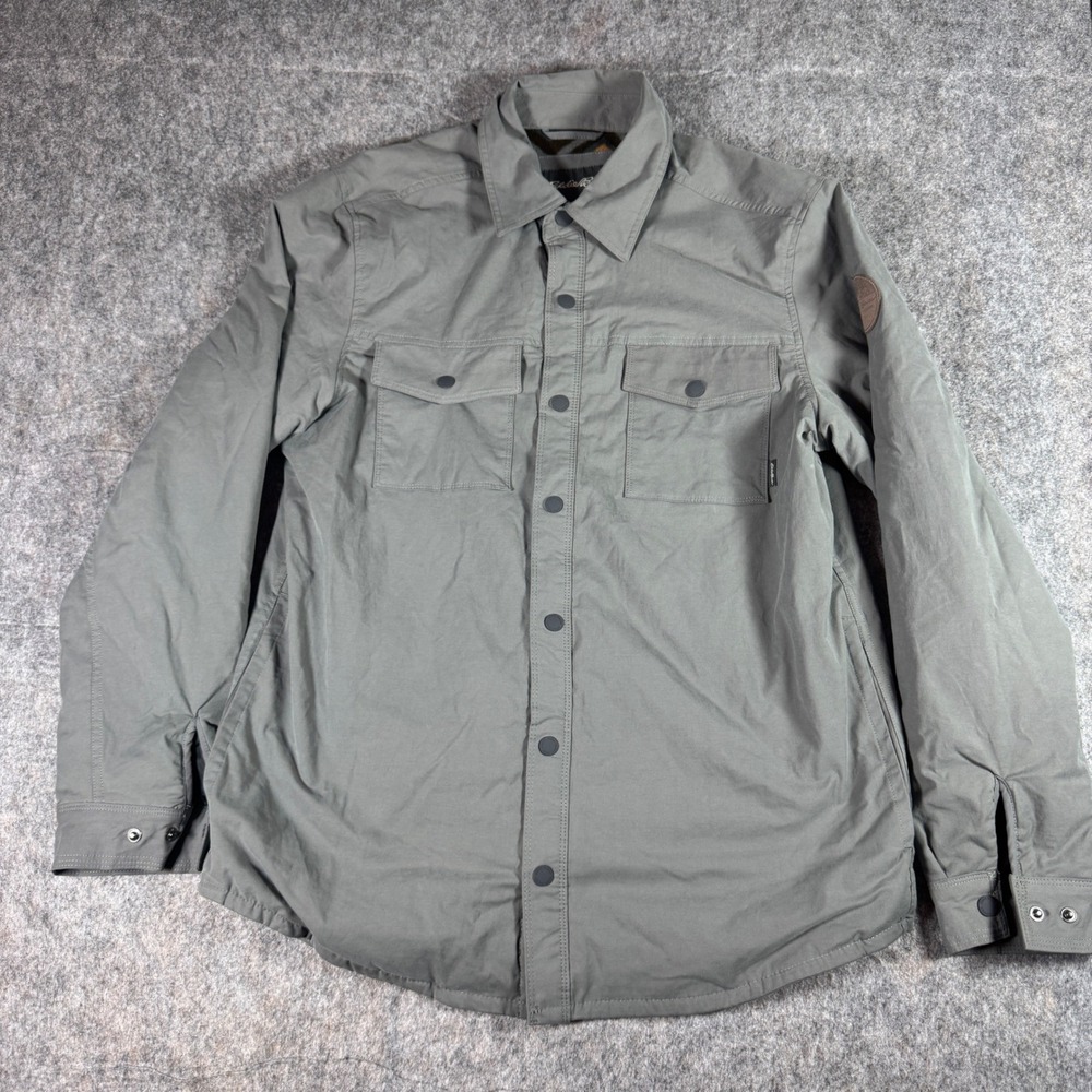 Eddie Bauer Mens Gray Fleece Lined Shirt Jacket Medium EM32LW904